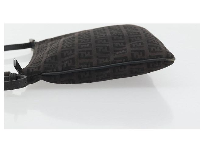FENDI Zucchino Canvas Shoulder Bag Silver Black - vista 4