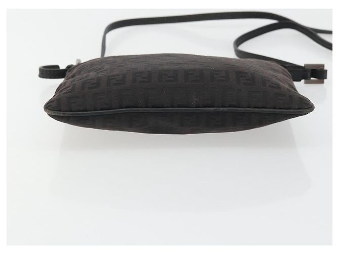 FENDI Zucchino Canvas Shoulder Bag Silver Black - vista 5