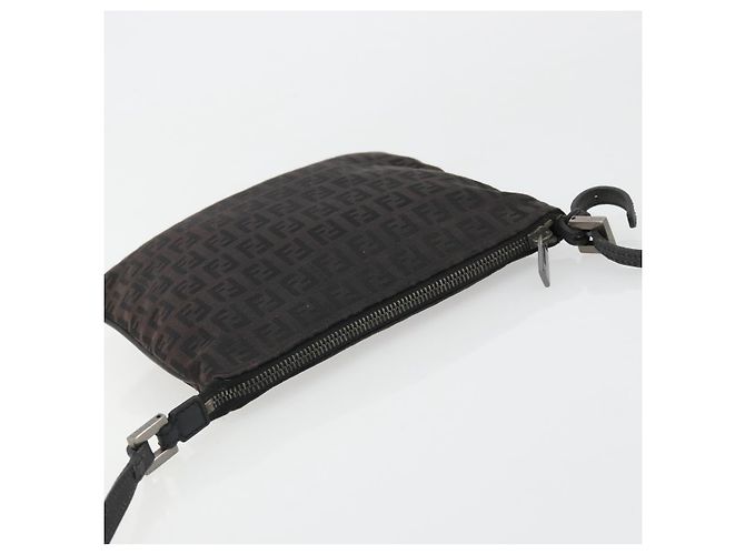 FENDI Zucchino Canvas Shoulder Bag Silver Black - vista 6
