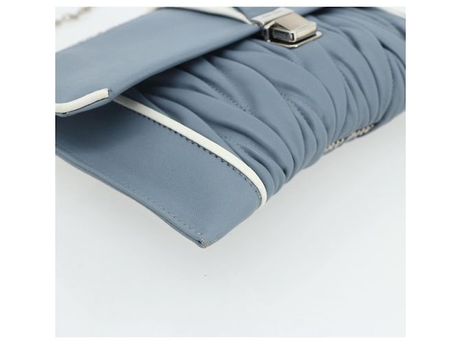 Miu Miu Matelasse Chain Shoulder Bag Leather Light Blue Silver - vista 15