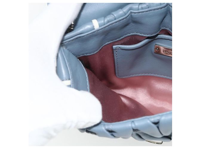 Miu Miu Matelasse Chain Shoulder Bag Leather Light Blue Silver - vista 20