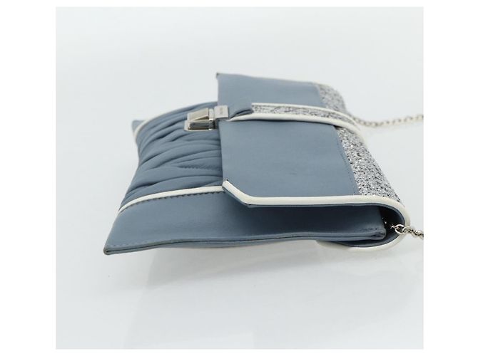 Miu Miu Matelasse Chain Shoulder Bag Leather Light Blue Silver - vista 4