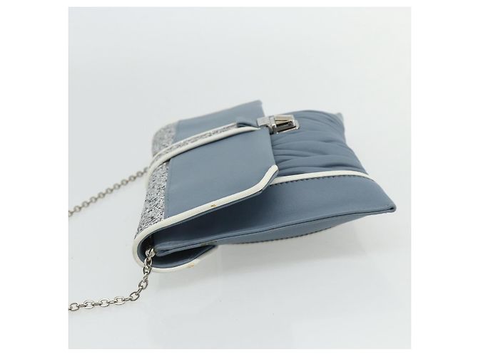 Miu Miu Matelasse Chain Shoulder Bag Leather Light Blue Silver - vista 5