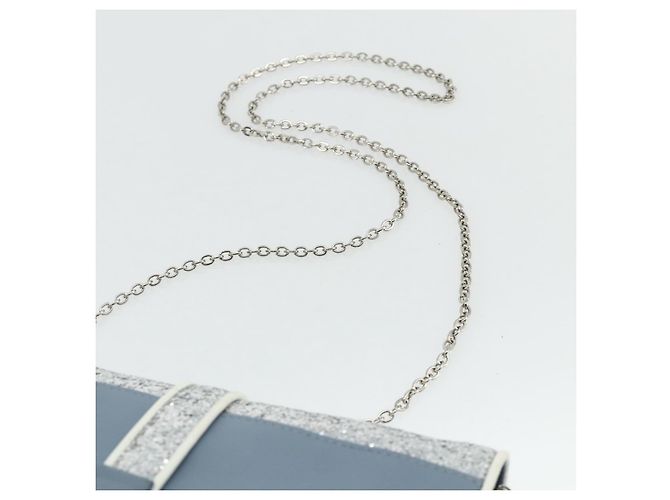 Miu Miu Matelasse Chain Shoulder Bag Leather Light Blue Silver - vista 9