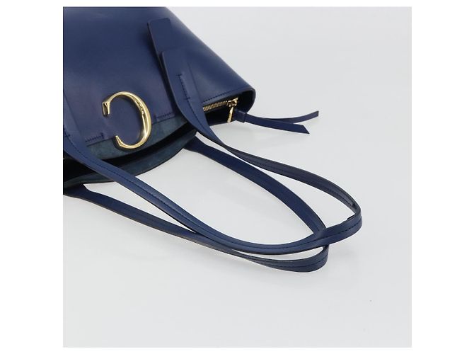 Chloé Chloe Tote Bag Leather Blue Gold - vista 7
