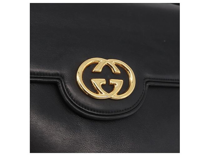 GUCCI Shoulder Bag Leather 2way Black Gold - vista 19