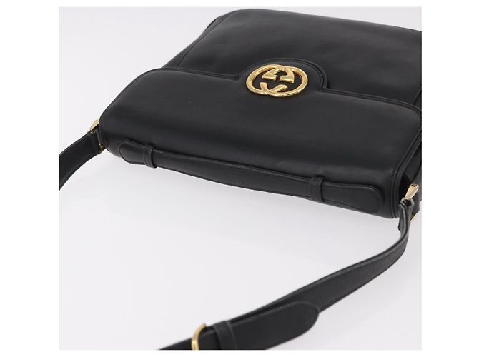 GUCCI Shoulder Bag Leather 2way Black Gold - vista 6