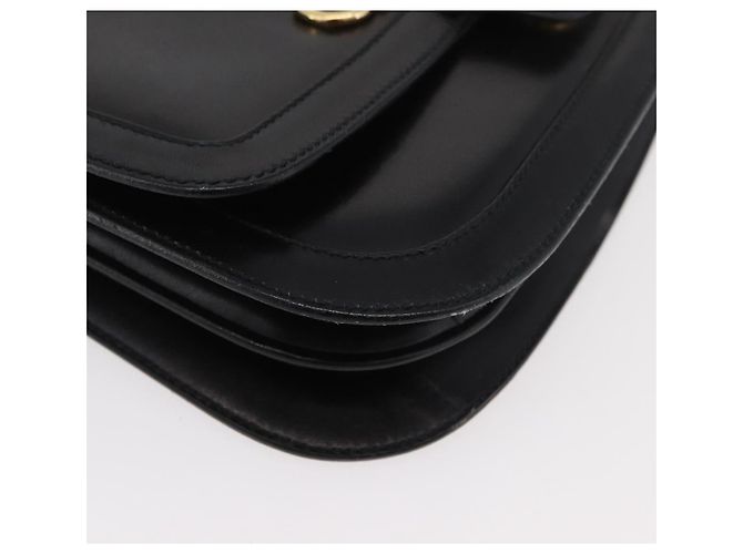 GUCCI Horsebit Shoulder Bag Leather Black Gold - vista 10
