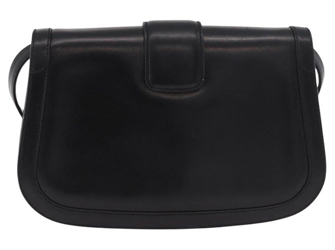 GUCCI Horsebit Shoulder Bag Leather Black Gold - vista 3