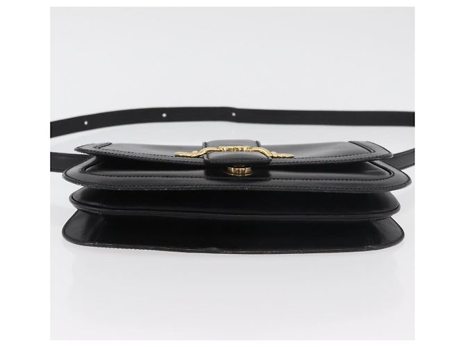 GUCCI Horsebit Shoulder Bag Leather Black Gold - vista 9