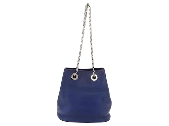 Céline CELINE Chain Shoulder Bag Leather Blue Silver - vista 2