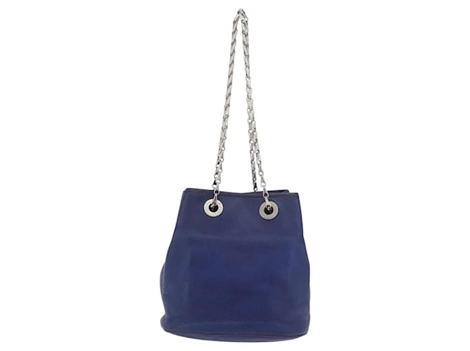 Céline CELINE Chain Shoulder Bag Leather Blue Silver - vista 3