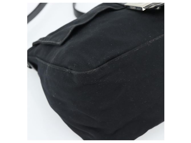FENDI Mamma Baguette Shoulder Bag Cotton Jersey Black Silver - vista 14