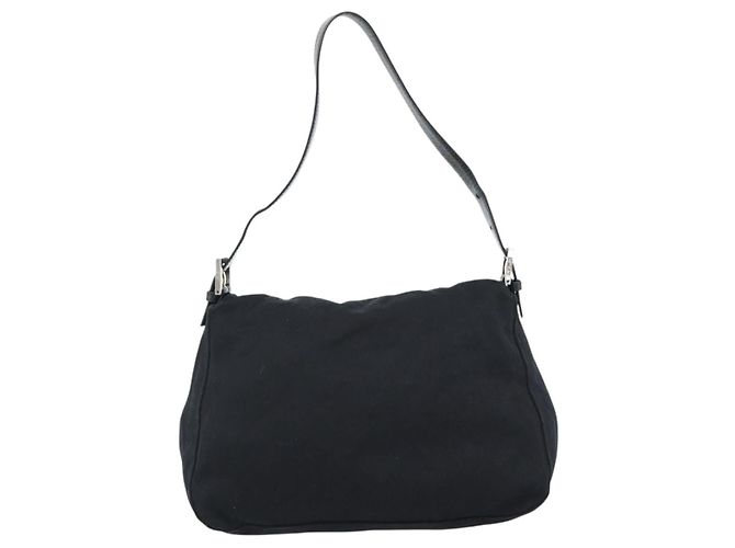 FENDI Mamma Baguette Shoulder Bag Cotton Jersey Black Silver - vista 2