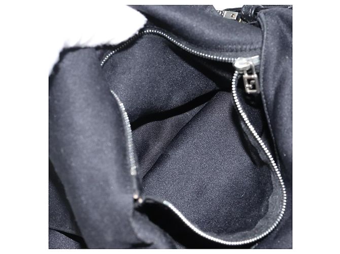 FENDI Mamma Baguette Shoulder Bag Cotton Jersey Black Silver - vista 21