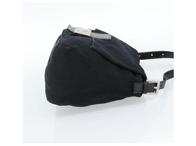 FENDI Mamma Baguette Shoulder Bag Cotton Jersey Black Silver - vista 4