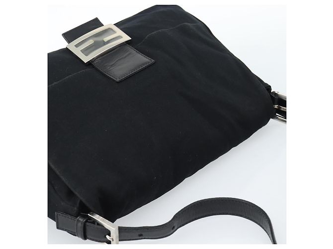 FENDI Mamma Baguette Shoulder Bag Cotton Jersey Black Silver - vista 6