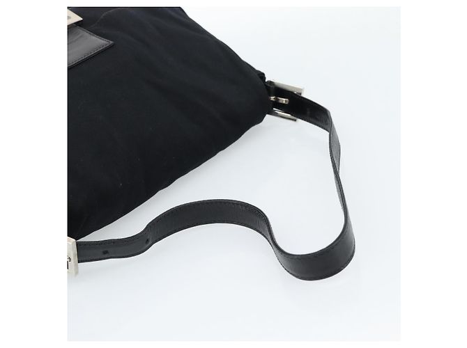 FENDI Mamma Baguette Shoulder Bag Cotton Jersey Black Silver - vista 7