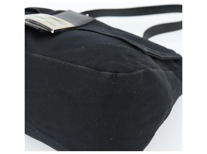 FENDI Mamma Baguette Shoulder Bag Cotton Jersey Black Silver - vista 9