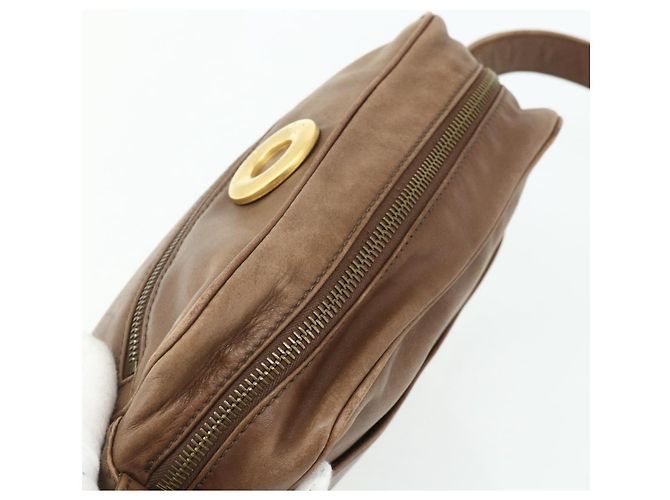 Céline CELINE Circle Shoulder Bag Leather Brown Gold - vista 6