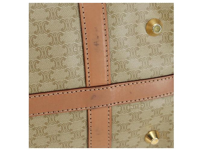 Céline CELINE Macadam Canvas Mini Boston Bag PVC Beige Gold - vista 10