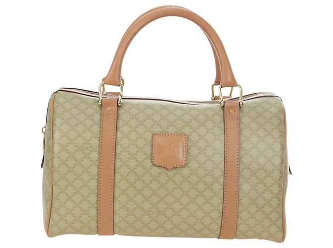 Céline CELINE Macadam Canvas Mini Boston Bag PVC Beige Gold - vista 2