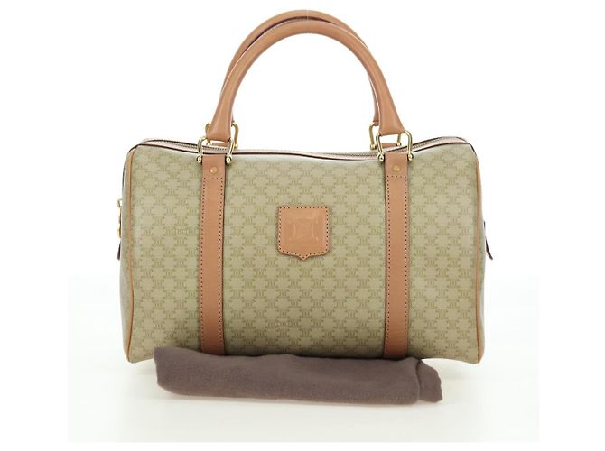 Céline CELINE Macadam Canvas Mini Boston Bag PVC Beige Gold - vista 25