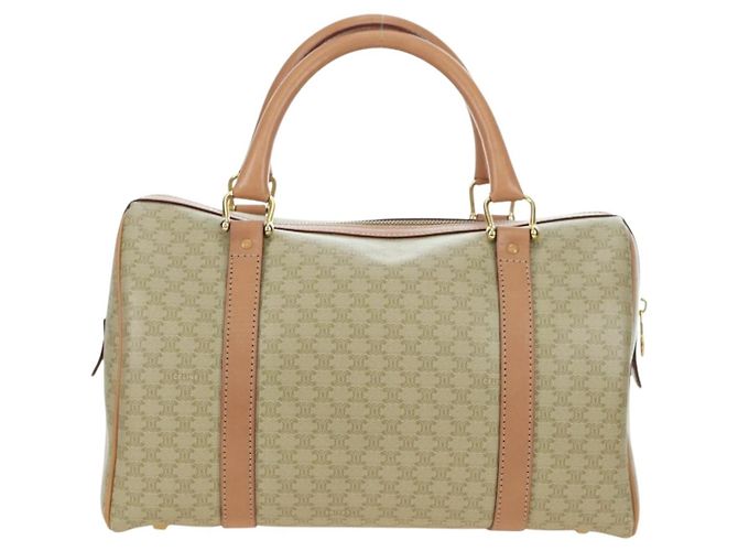 Céline CELINE Macadam Canvas Mini Boston Bag PVC Beige Gold - vista 3