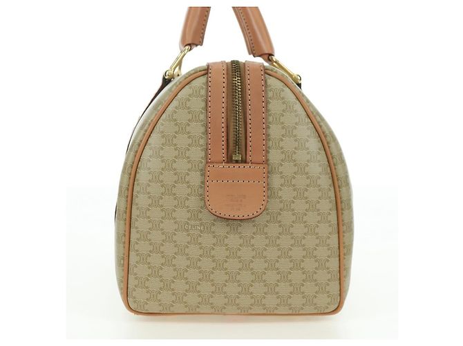 Céline CELINE Macadam Canvas Mini Boston Bag PVC Beige Gold - vista 4