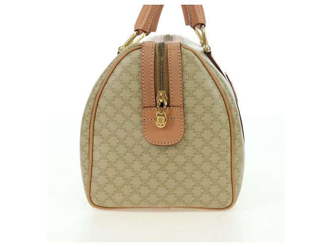 Céline CELINE Macadam Canvas Mini Boston Bag PVC Beige Gold - vista 5