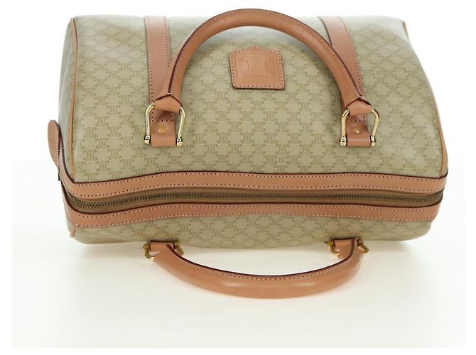 Céline CELINE Macadam Canvas Mini Boston Bag PVC Beige Gold - vista 6