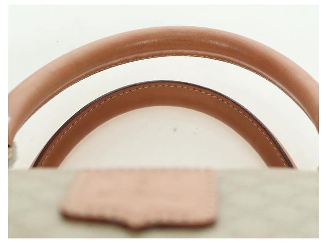 Céline CELINE Macadam Canvas Mini Boston Bag PVC Beige Gold - vista 8