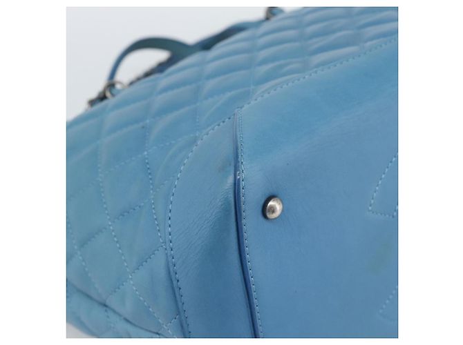 CHANEL Matelasse Chain Shoulder Bag Leather 2way Blue Silver CC - vista 17