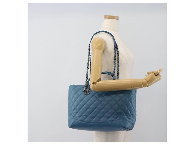 CHANEL Matelasse Chain Shoulder Bag Leather 2way Blue Silver CC - vista 26