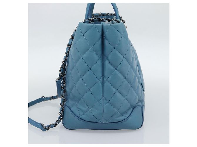 CHANEL Matelasse Chain Shoulder Bag Leather 2way Blue Silver CC - vista 4