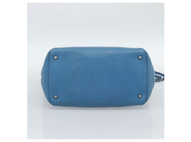 CHANEL Matelasse Chain Shoulder Bag Leather 2way Blue Silver CC - vista 5