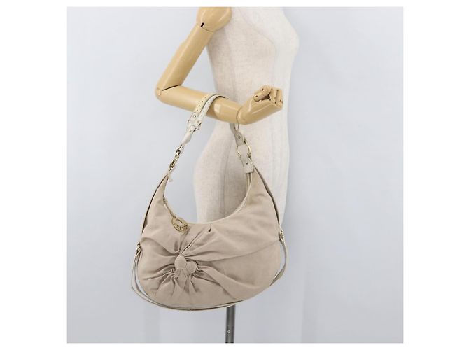 FENDI Shoulder Bag Canvas Leather Beige Gold - vista 21