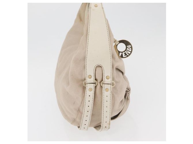 FENDI Shoulder Bag Canvas Leather Beige Gold - vista 4