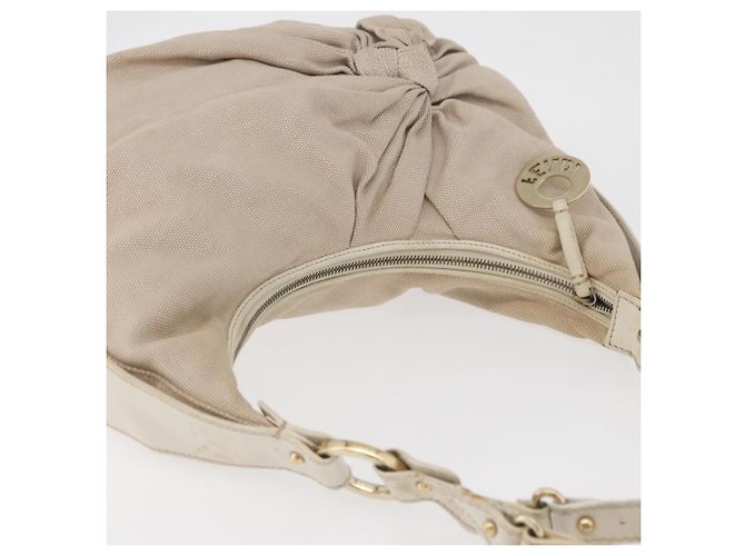 FENDI Shoulder Bag Canvas Leather Beige Gold - vista 6