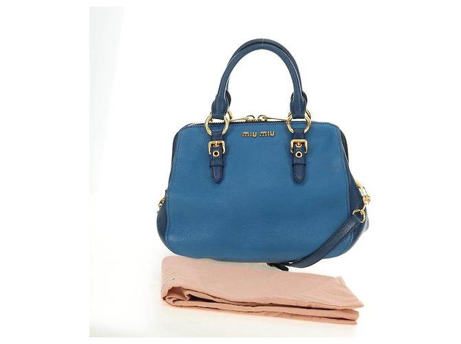 Miu Miu Hand Bag Leather 2way Blue Gold - vista 12