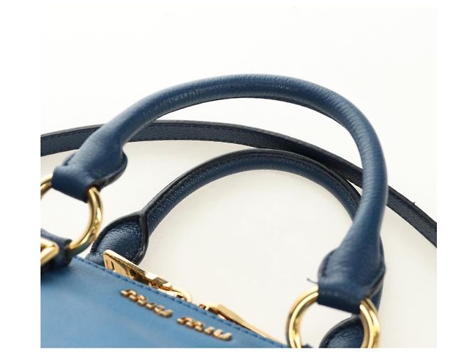 Miu Miu Hand Bag Leather 2way Blue Gold - vista 14