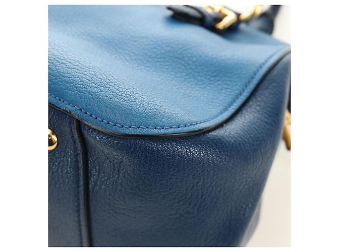 Miu Miu Hand Bag Leather 2way Blue Gold - vista 17