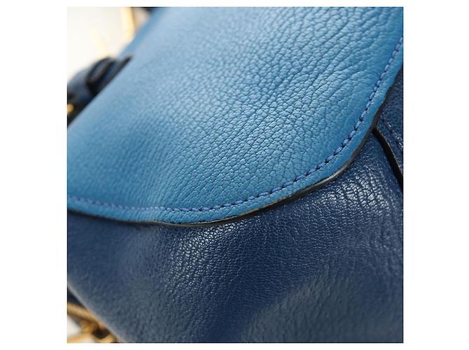 Miu Miu Hand Bag Leather 2way Blue Gold - vista 18