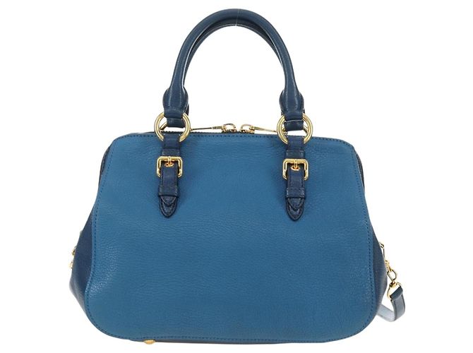 Miu Miu Hand Bag Leather 2way Blue Gold - vista 2