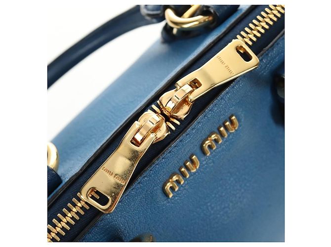 Miu Miu Hand Bag Leather 2way Blue Gold - vista 21