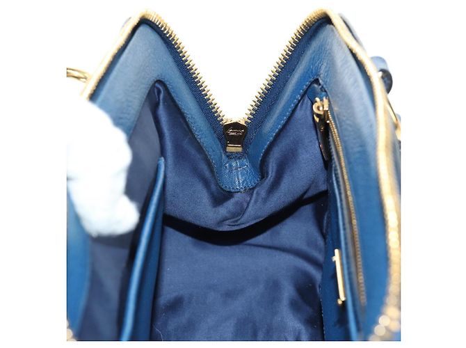 Miu Miu Hand Bag Leather 2way Blue Gold - vista 24