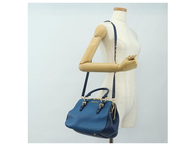 Miu Miu Hand Bag Leather 2way Blue Gold - vista 28