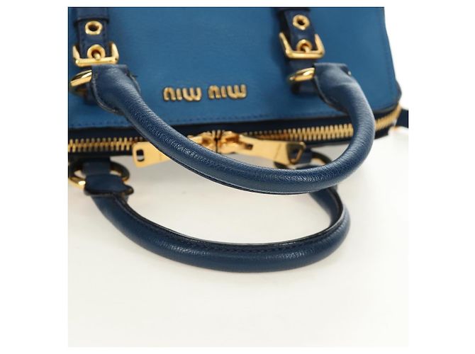 Miu Miu Hand Bag Leather 2way Blue Gold - vista 7
