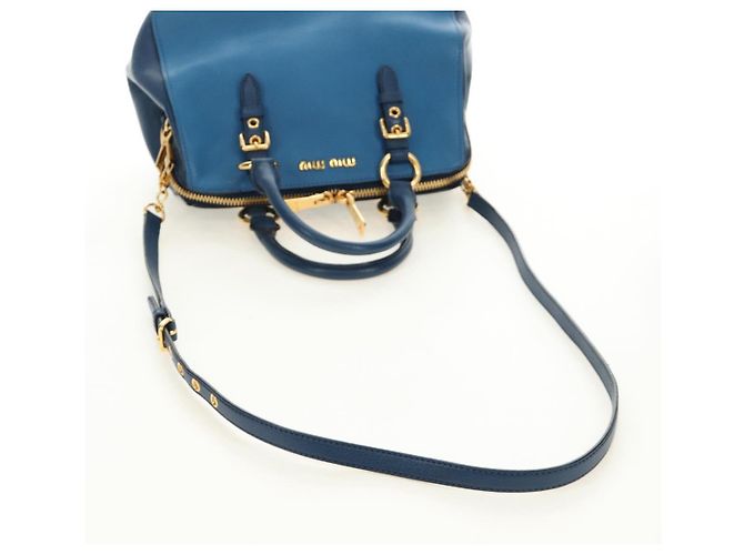 Miu Miu Hand Bag Leather 2way Blue Gold - vista 8