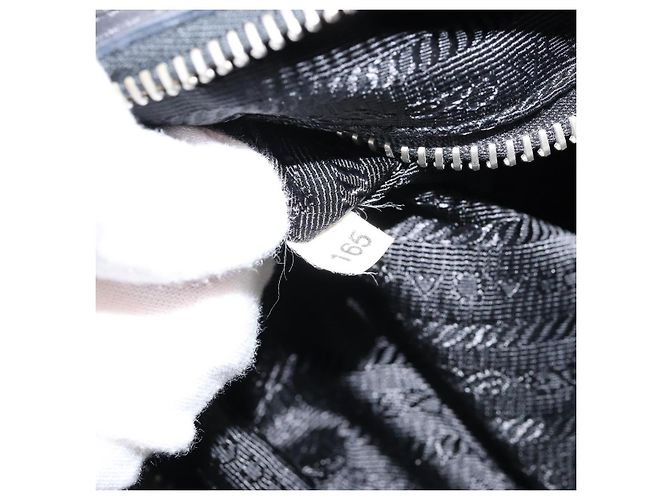 Borsa a tracolla PRADA in nylon nero e argento, autentica 156018 - vista 12